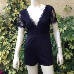 Sloane Society Satin & Lace Romper
